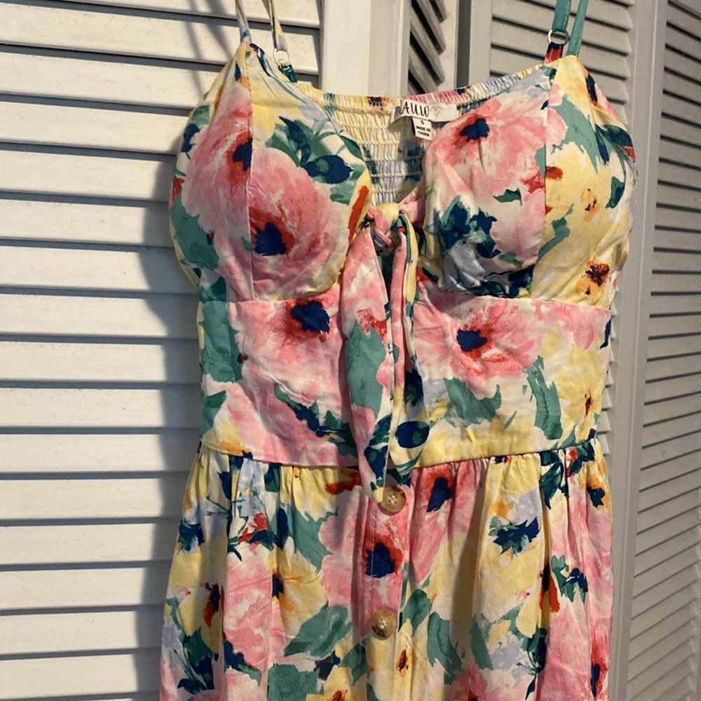 AUW Size Small Mini Floral Dress - Picture 3 of 4